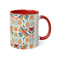 Vibrant Floral Bird Ceramic Mug