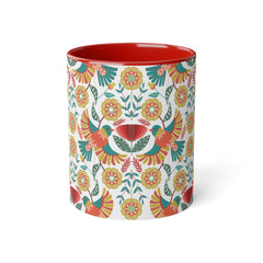 Vibrant Floral Bird Ceramic Mug