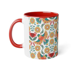 Vibrant Floral Bird Ceramic Mug
