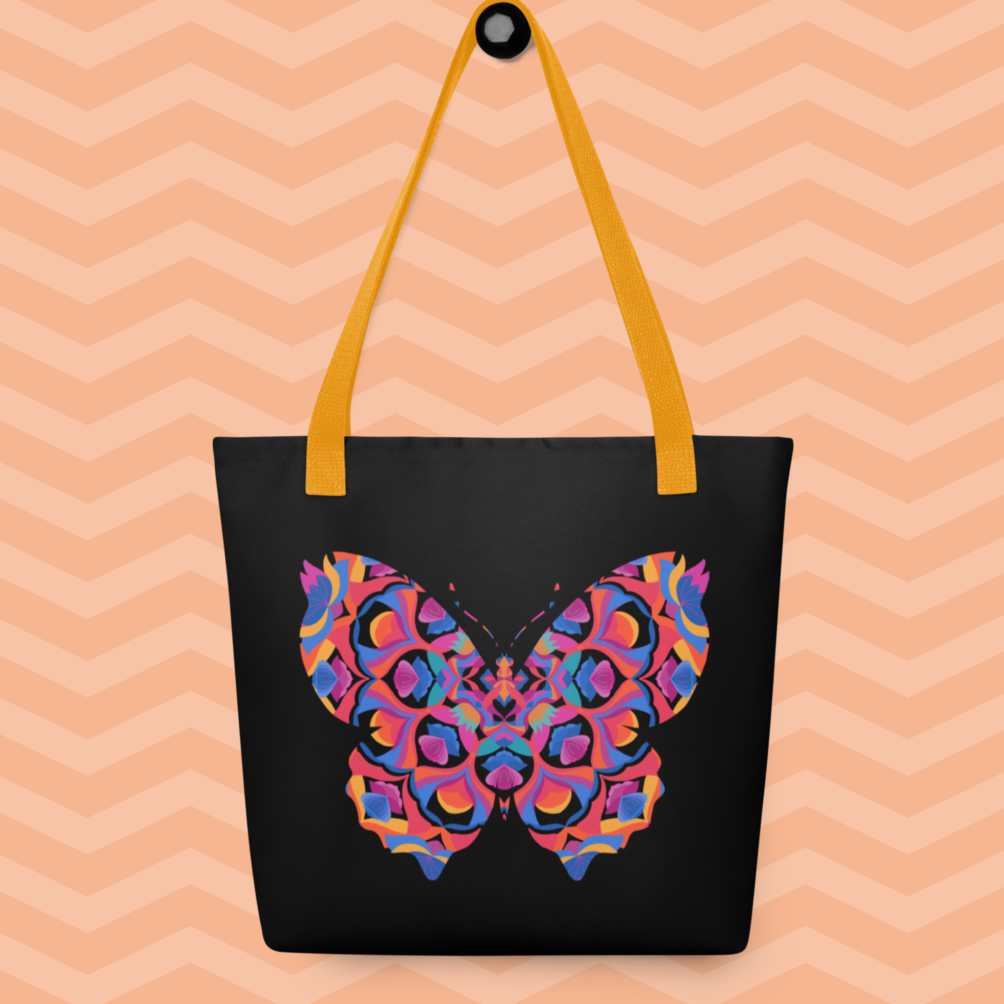 Blossom Whirl Tote Bag - Black