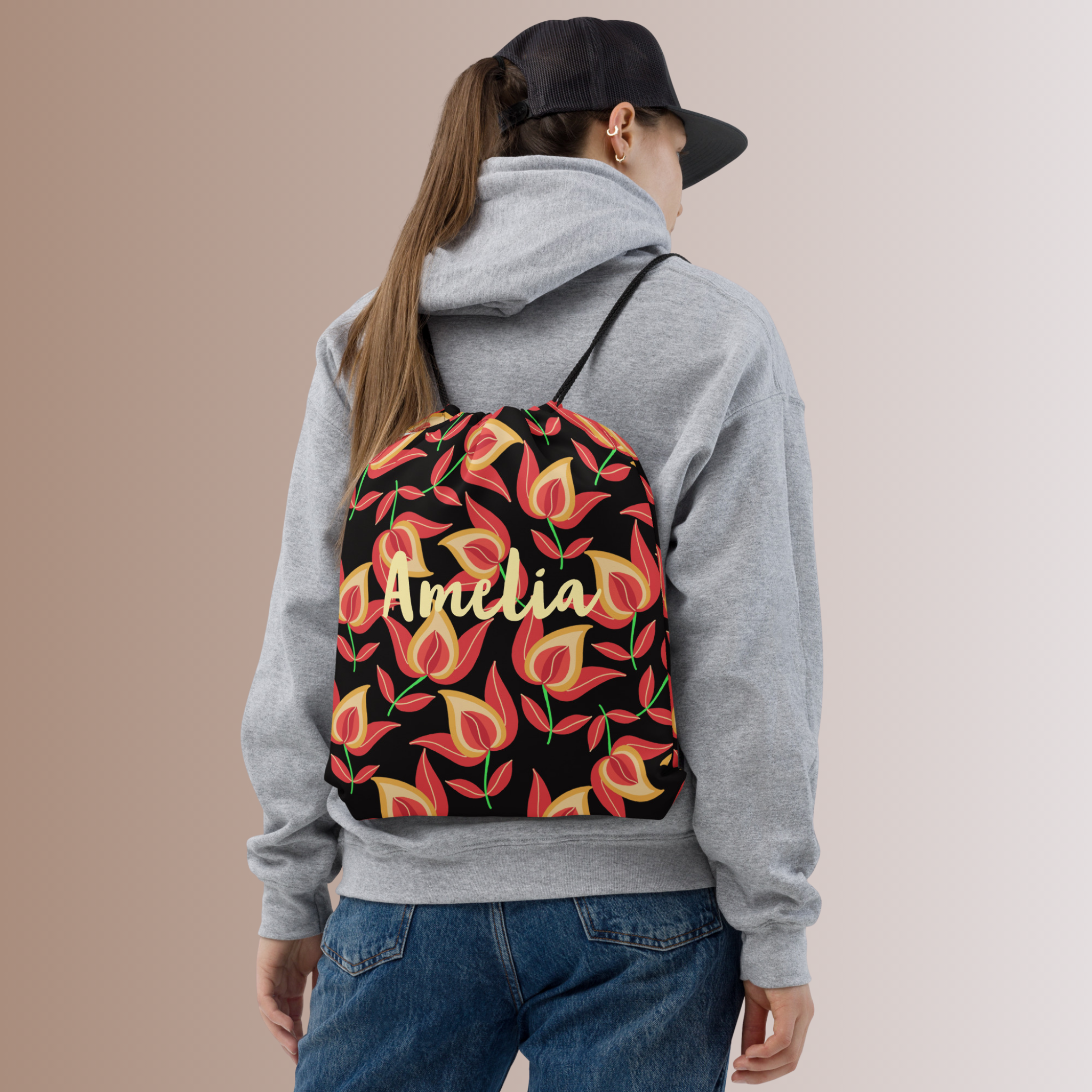 Dusky Charm Drawstring Bag