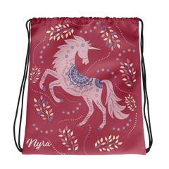 Unicorn Drawstring Bag - Red