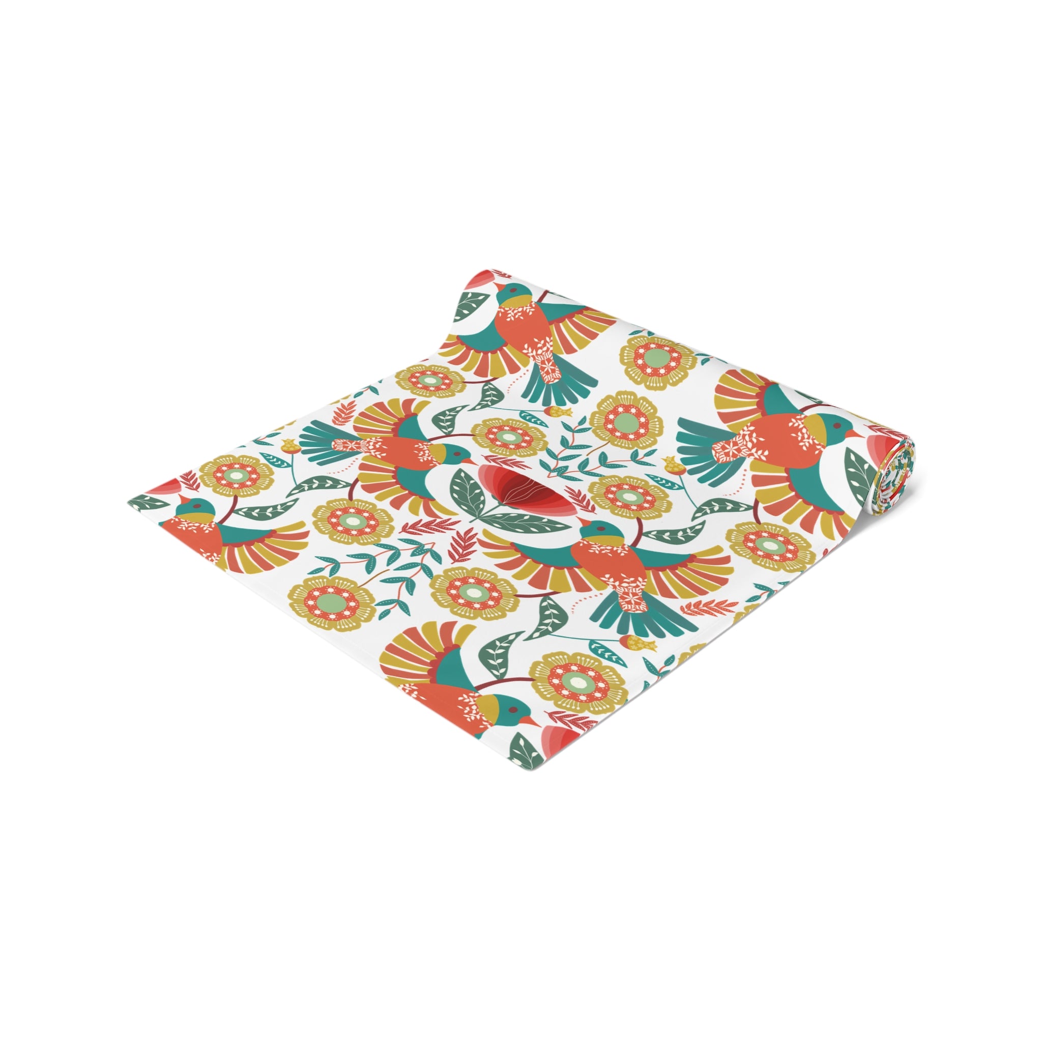 Vibrant Floral Bird Table Runner