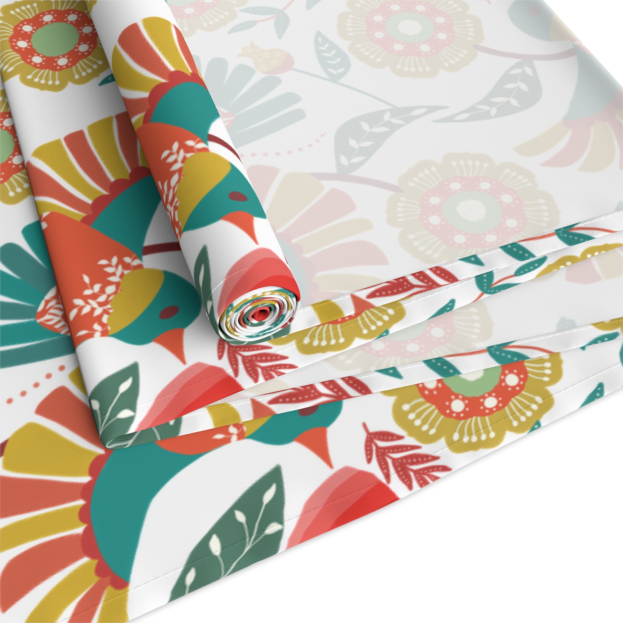Vibrant Floral Bird Table Runner
