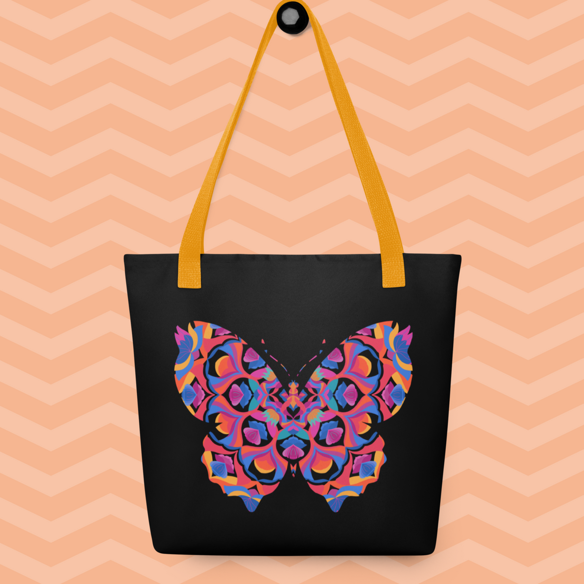 Blossom Whirl Tote Bag - Black